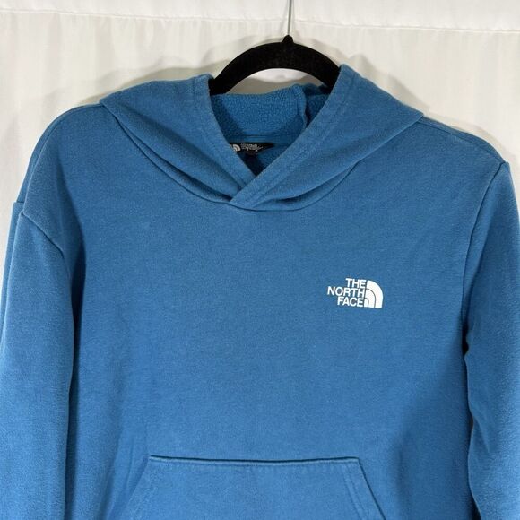 North Face Hoodie Girls XL Blue Pockets Pullover Cotton Blend - Picture 2 of 10